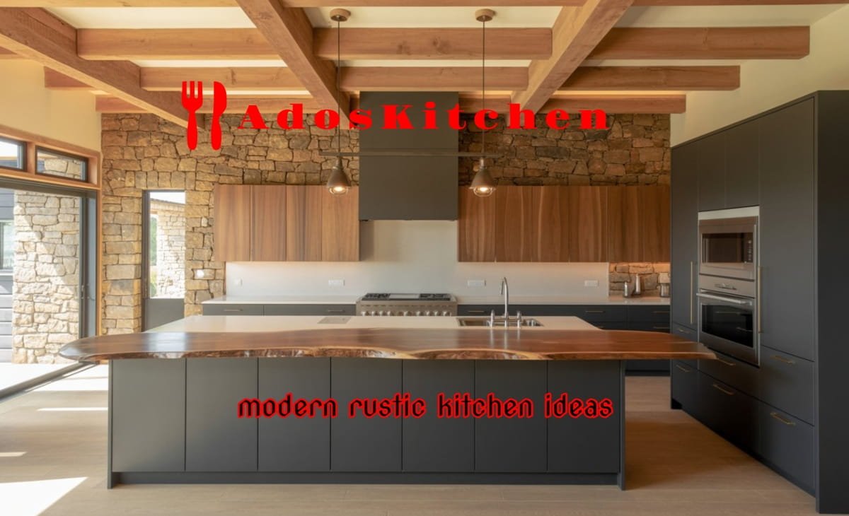 modern rustic kitchen ideas featuring warm wood, stone textures, and contemporary cabinetry in a stylish home kitchen